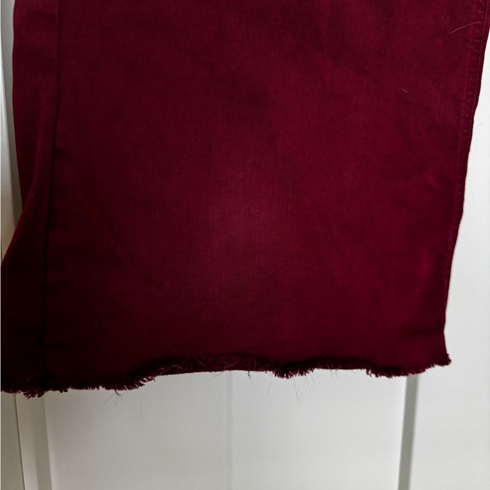 Altar’d state Loraline Straight Leg maroon raw hem Pants size 30 - Picture 8 of 9